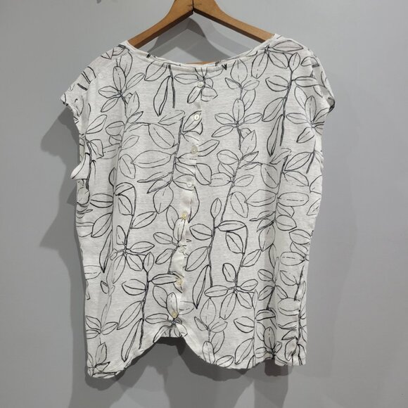 Cynthia Rowley Linen Cap Sleeve Slightly Cropped Top Size Medium EUC - Picture 3 of 10